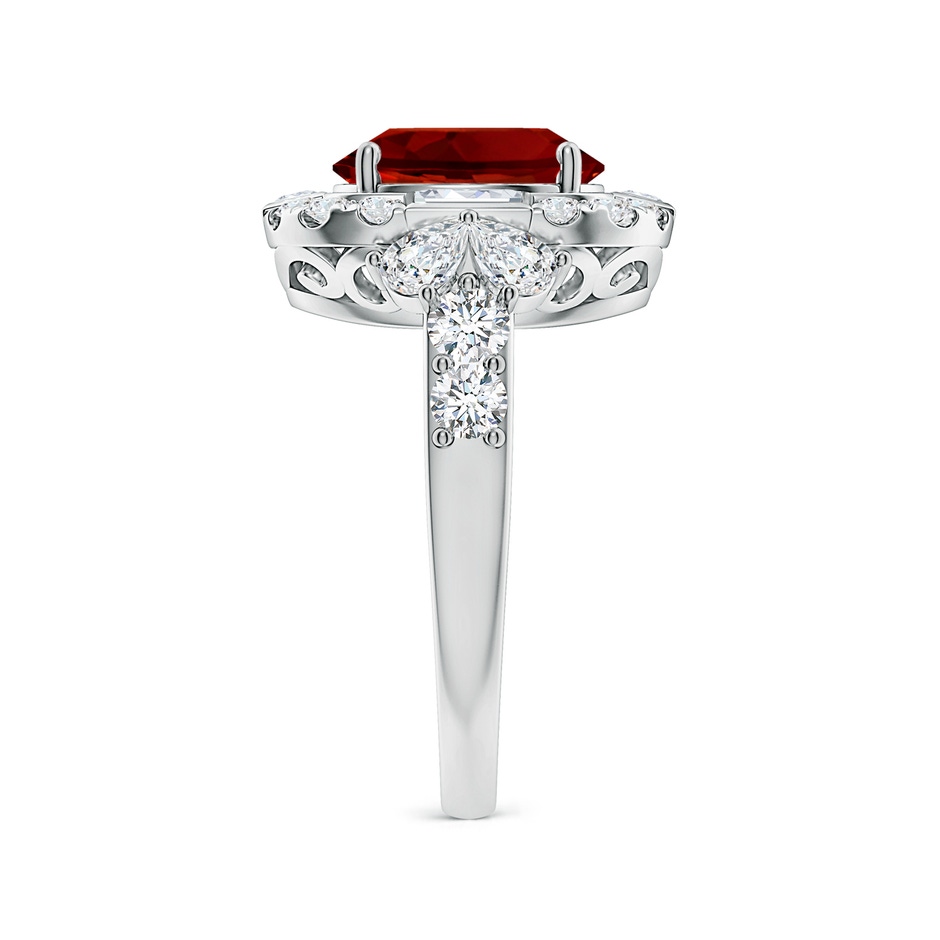 10x8mm Labgrown Oval Lab-Grown Ruby Unique Halo Engagement Ring with Accents in White Gold side 299