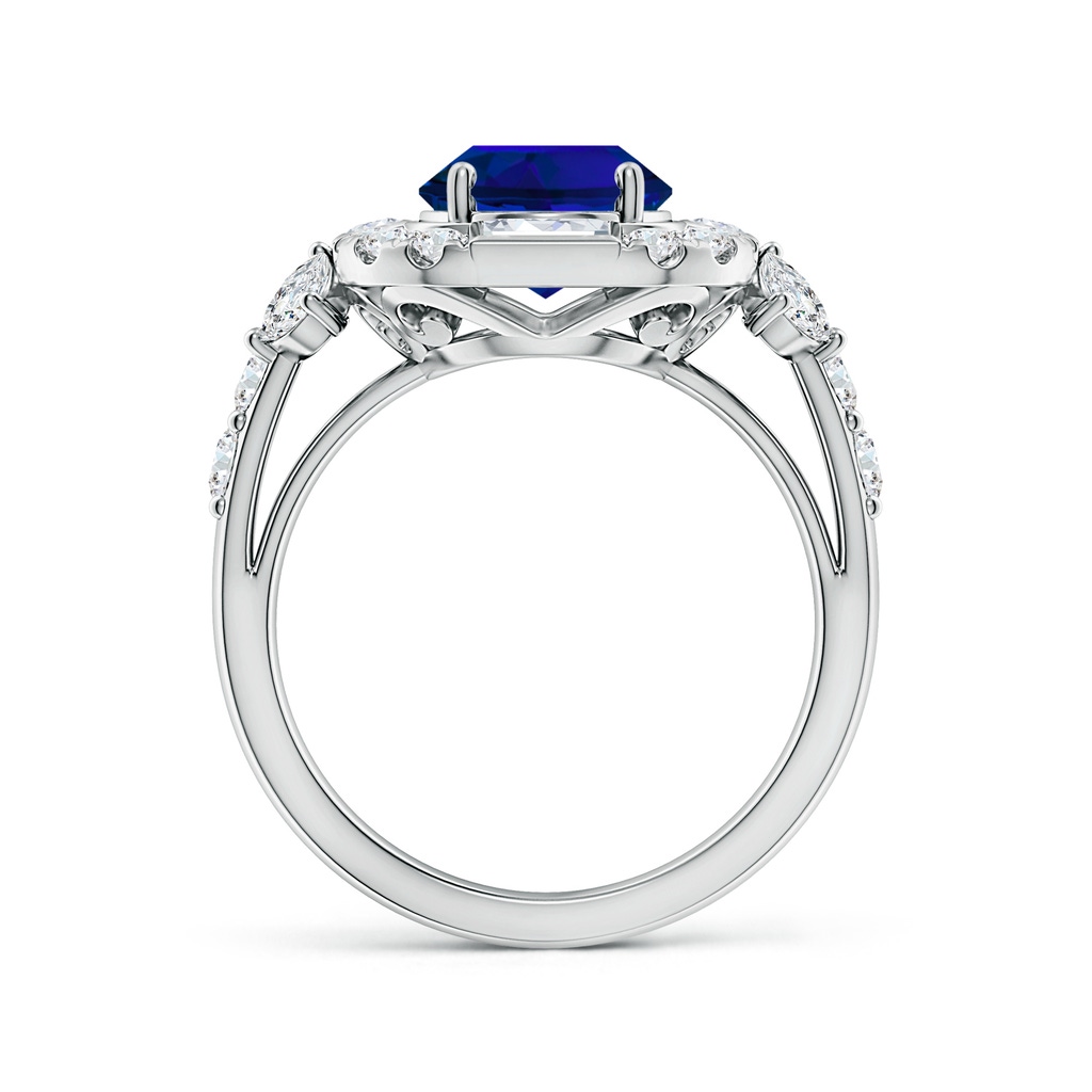 10x8mm Labgrown Oval Lab-Grown Blue Sapphire Unique Halo Engagement Ring with Accents in White Gold Side 199