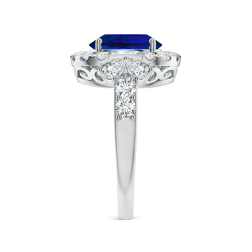 10x8mm Labgrown Oval Lab-Grown Blue Sapphire Unique Halo Engagement Ring with Accents in White Gold Side 299