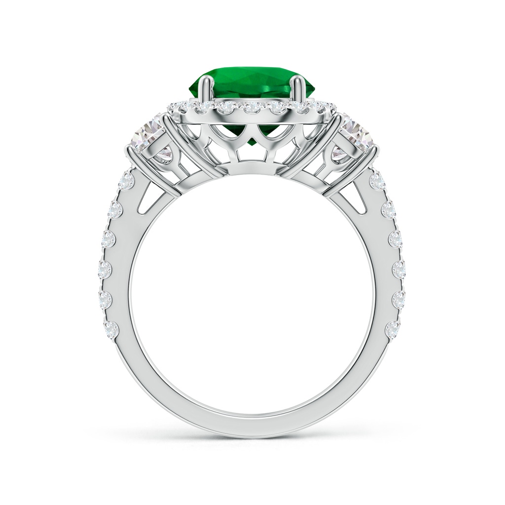 9mm Labgrown Round Lab-Grown Emerald and Half Moon Diamond Halo Engagement Ring in White Gold Side 199