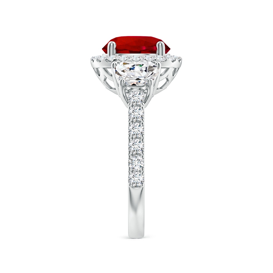 9mm Labgrown Round Lab-Grown Ruby and Half Moon Diamond Halo Engagement Ring in P950 Platinum side 299