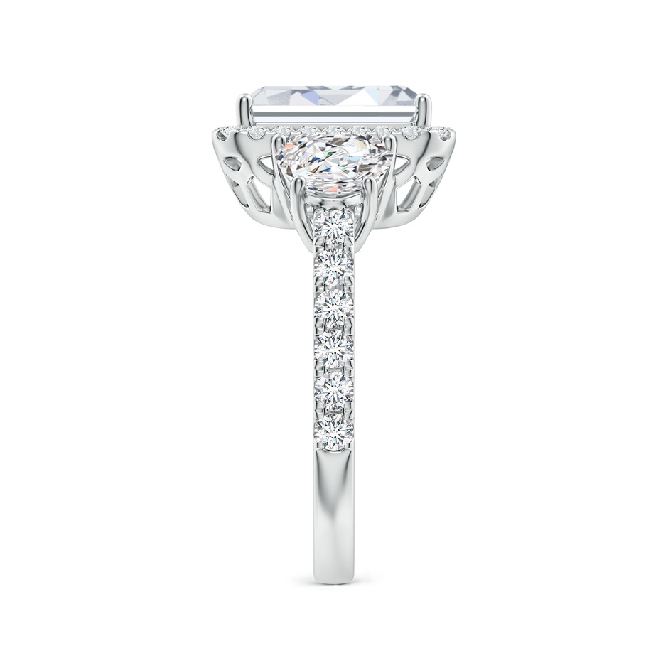 10x7mm FGVS Emerald-Cut and Half Moon Lab-Grown Diamond Halo Engagement Ring in White Gold side 299