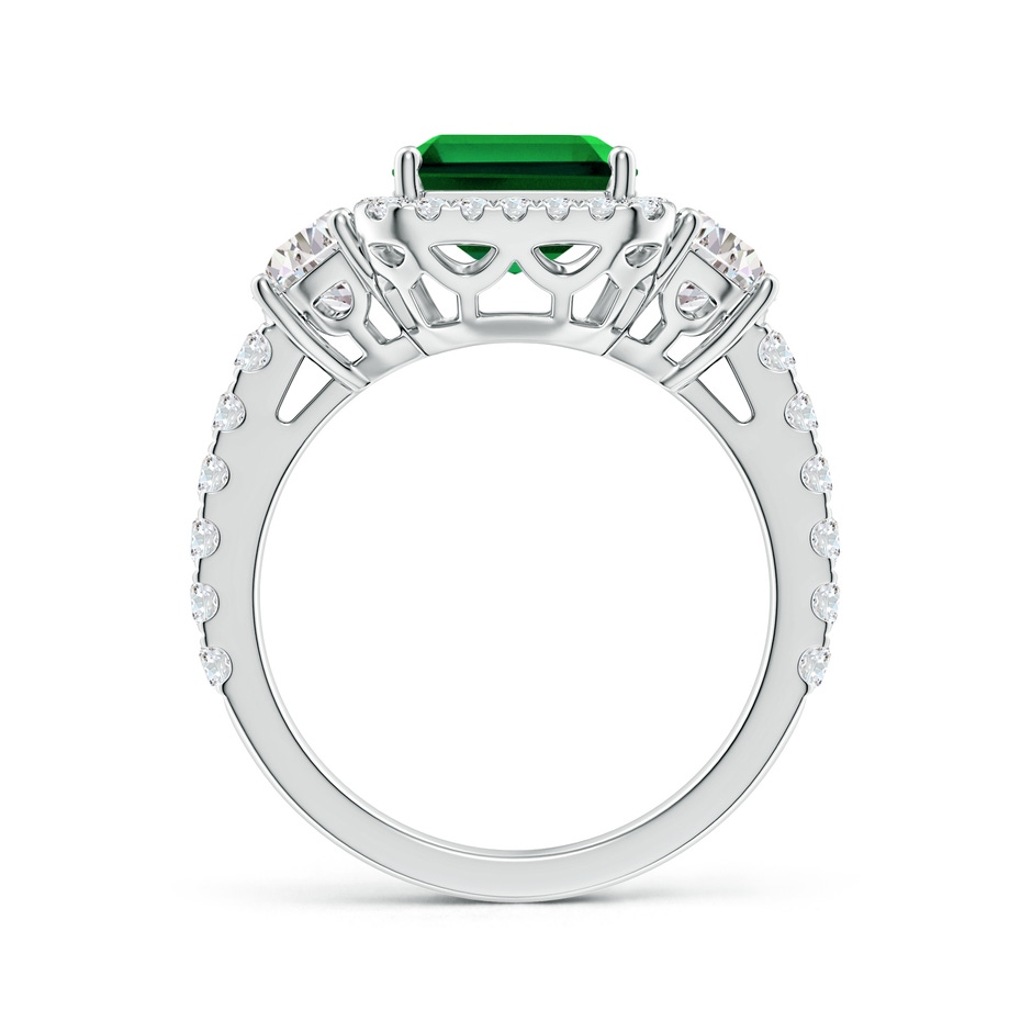 10x8mm Labgrown Emerald-Cut Lab-Grown Emerald and Half Moon Diamond Halo Engagement Ring in 18K White Gold side 199