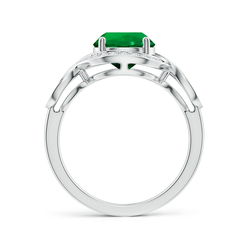 8mm Labgrown Round Lab-Grown Emerald Infinity Engagement Ring with Accents in White Gold Side 199