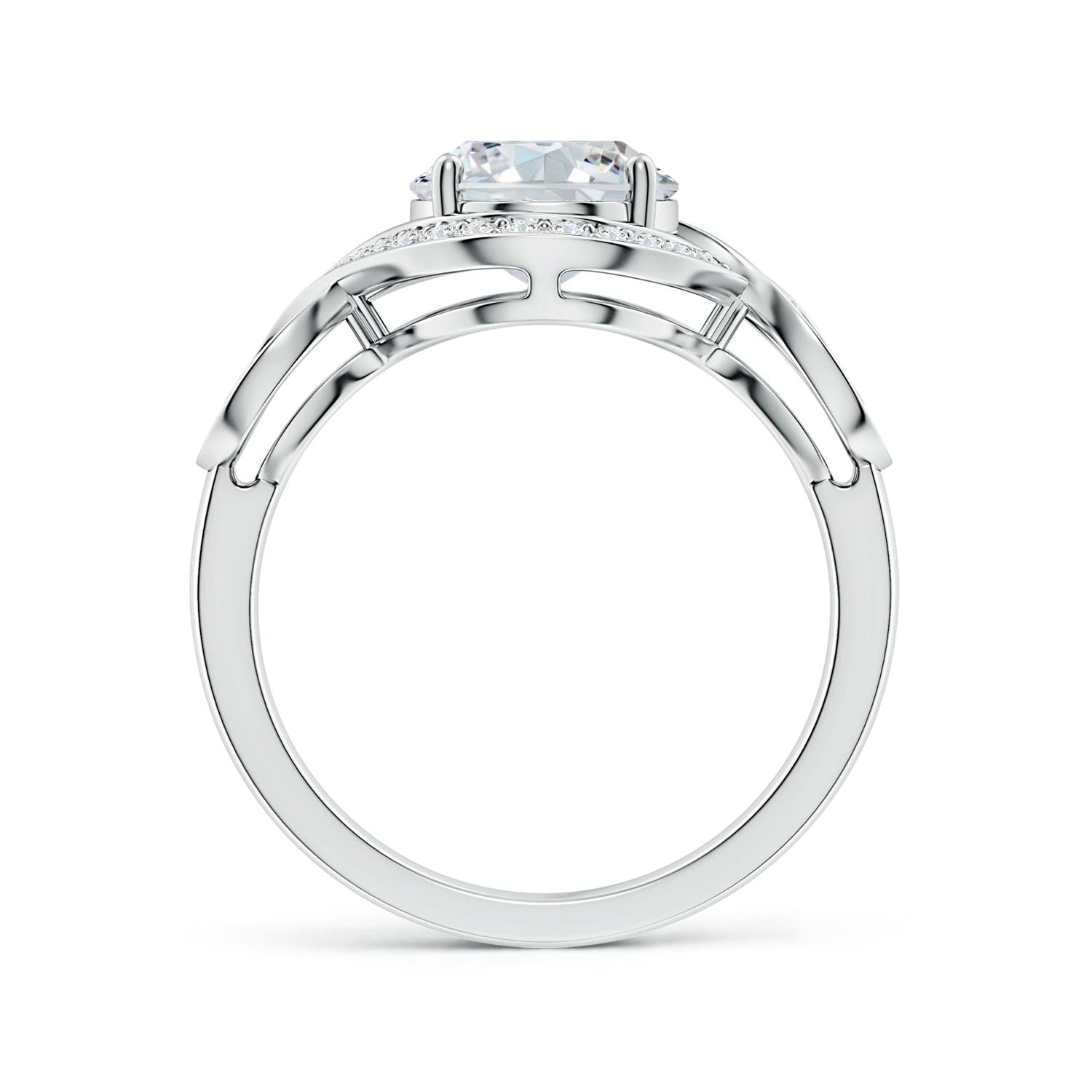 10x8mm FGVS Oval Lab-Grown Diamond Infinity Engagement Ring with Accents in 18K White Gold