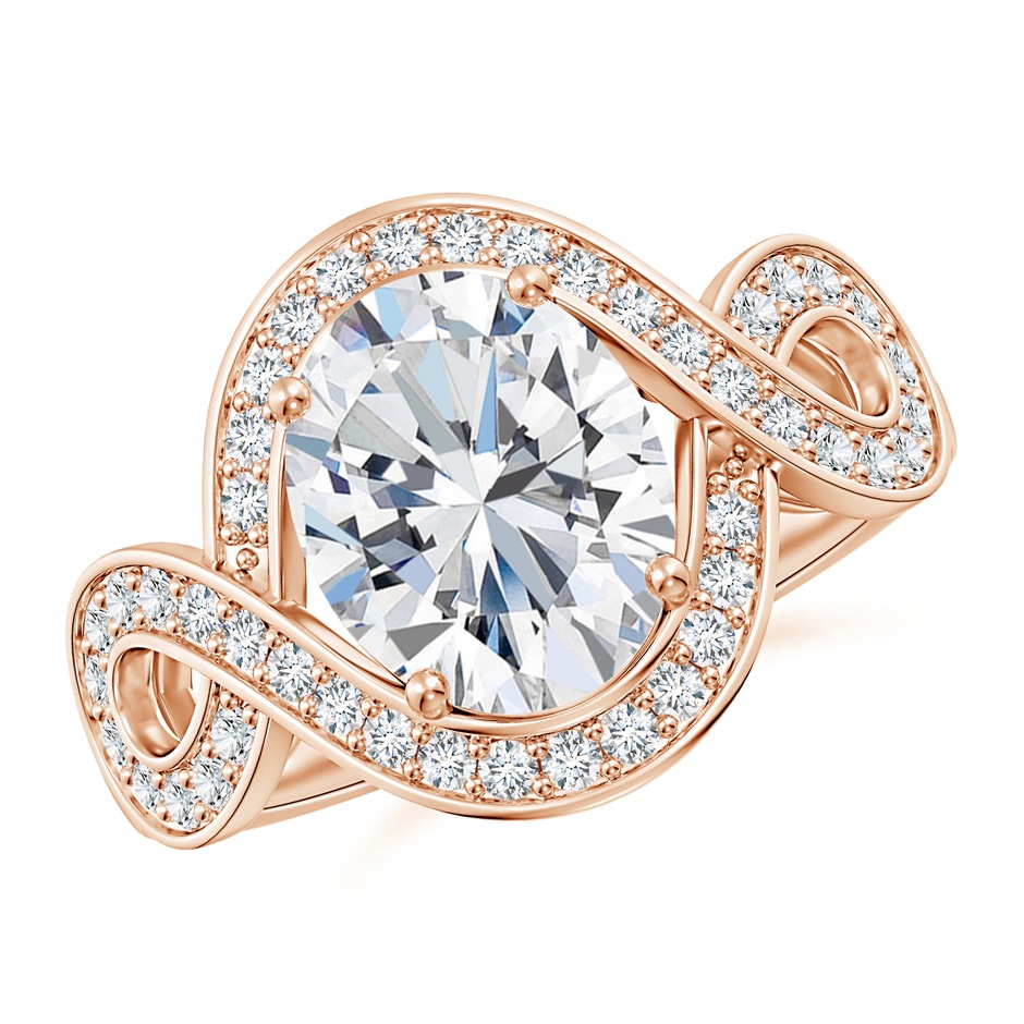 10x8mm FGVS Oval Lab-Grown Diamond Infinity Engagement Ring with Accents in Rose Gold 