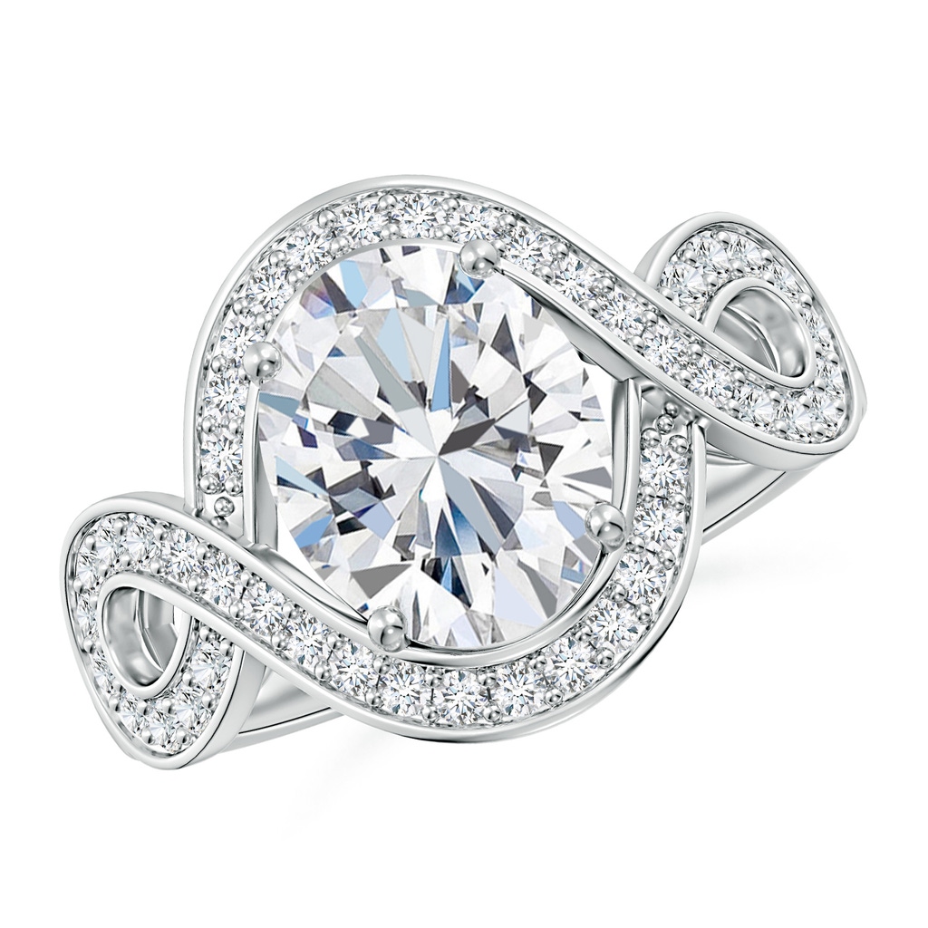 10x8mm FGVS Oval Lab-Grown Diamond Infinity Engagement Ring with Accents in White Gold
