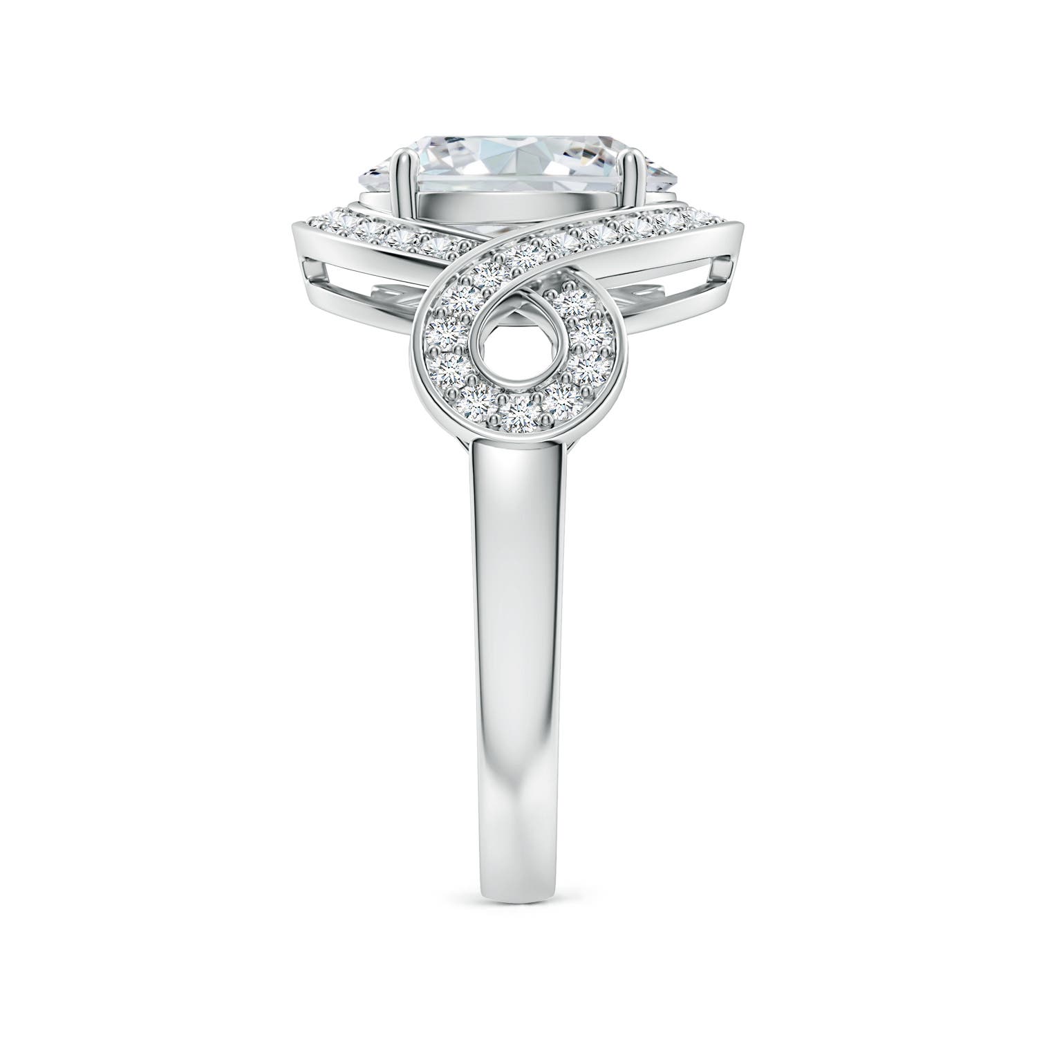 10x8mm FGVS Oval Lab-Grown Diamond Infinity Engagement Ring with Accents in White Gold - side 3