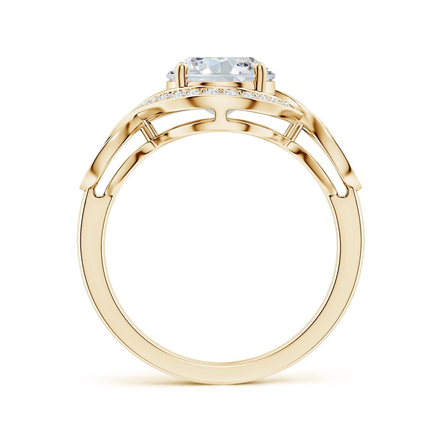10x8mm FGVS Oval Lab-Grown Diamond Infinity Engagement Ring with Accents in Yellow Gold