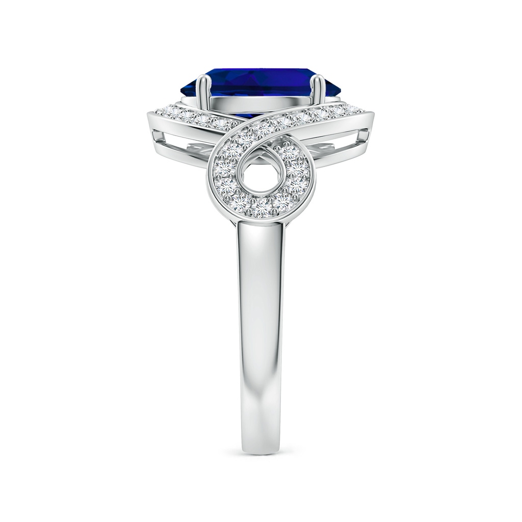 10x8mm Labgrown Oval Lab-Grown Blue Sapphire Infinity Engagement Ring with Accents in White Gold Side 299