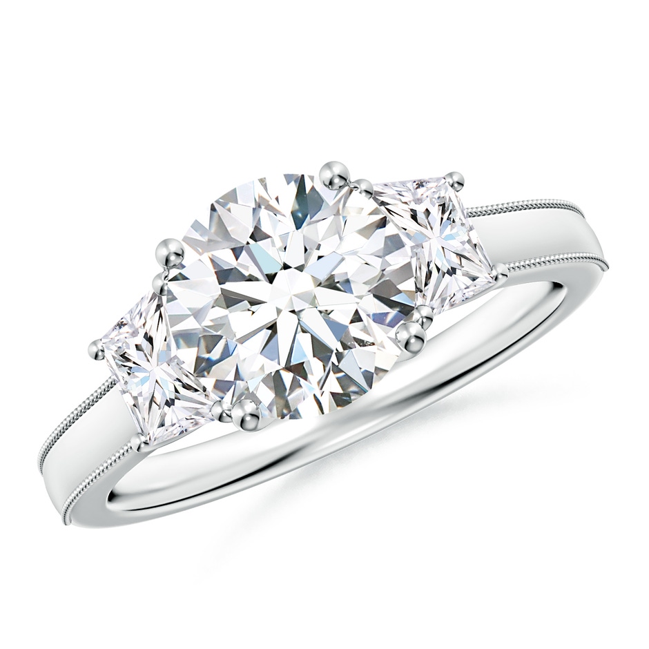 8.1mm FGVS Round and Trapezoid Lab-Grown Diamond Hidden Halo Engagement Ring in White Gold 