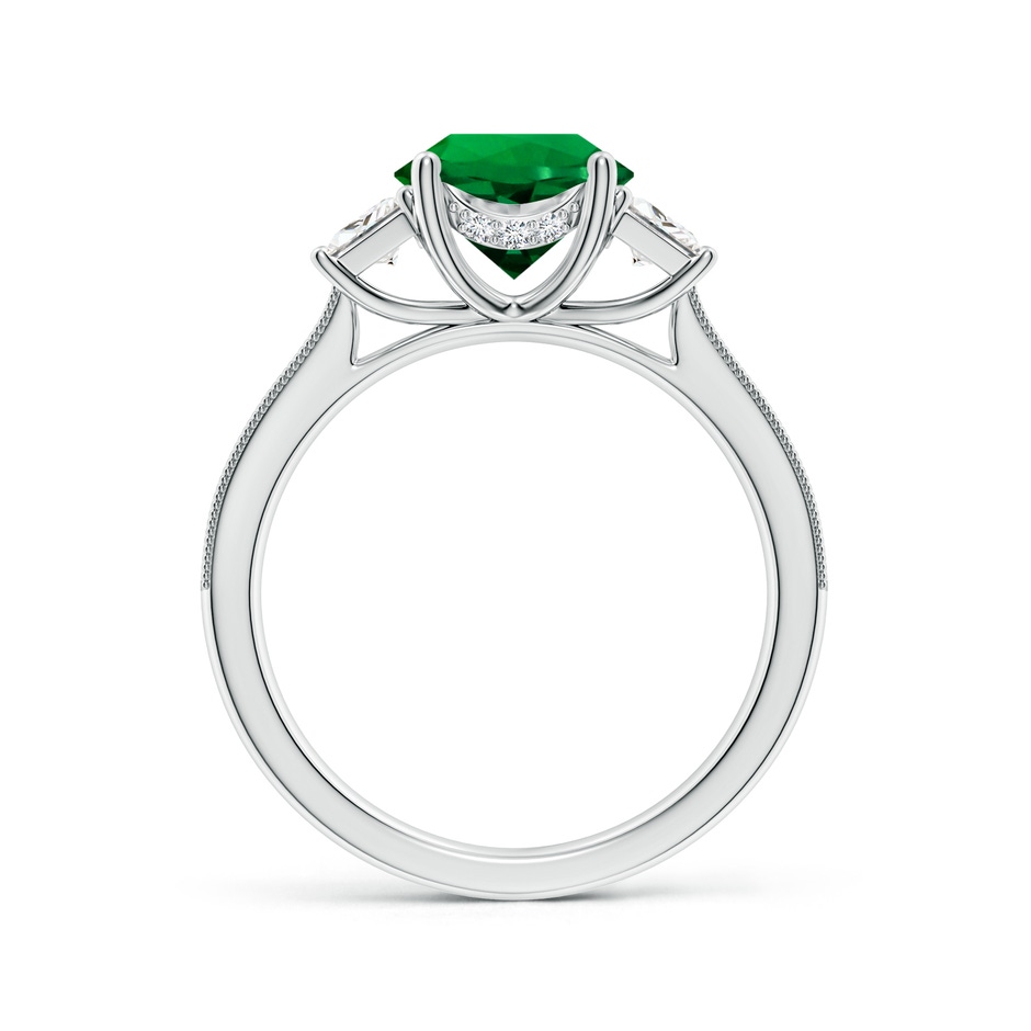 8mm Labgrown Round Lab-Grown Emerald and Trapezoid Diamond Hidden Halo Engagement Ring in White Gold side 199