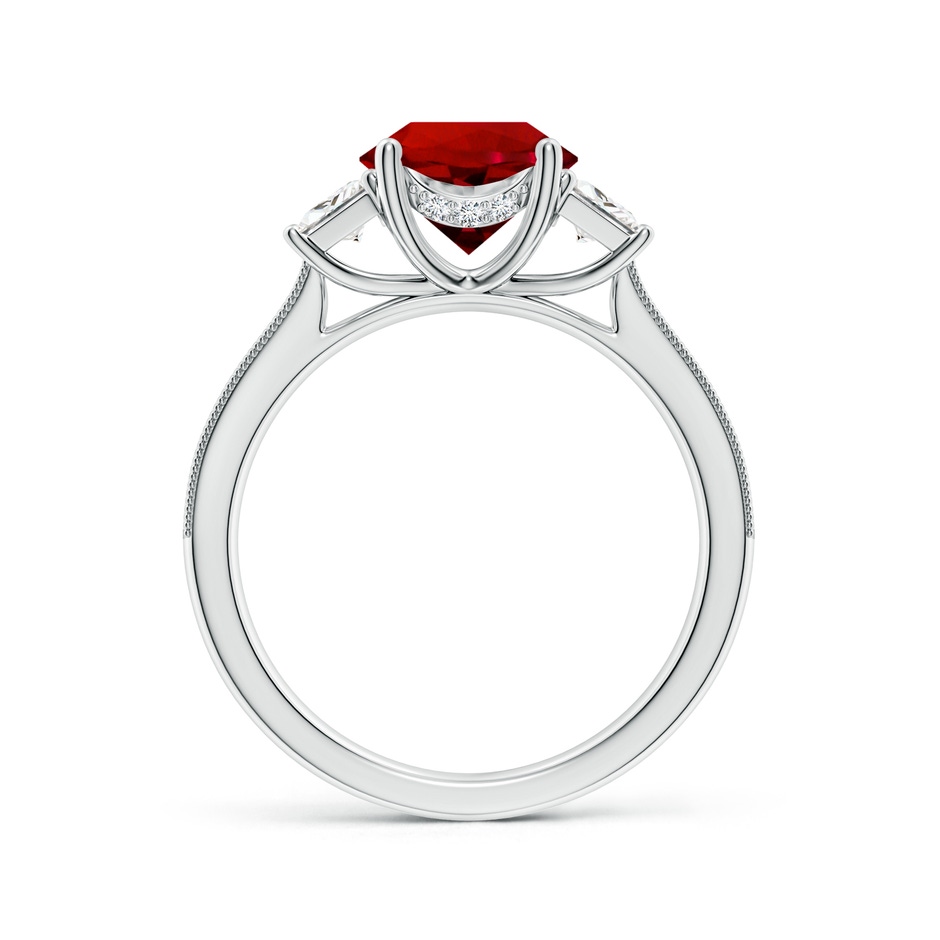 8mm Labgrown Round Lab-Grown Ruby and Trapezoid Diamond Hidden Halo Engagement Ring in White Gold side 199