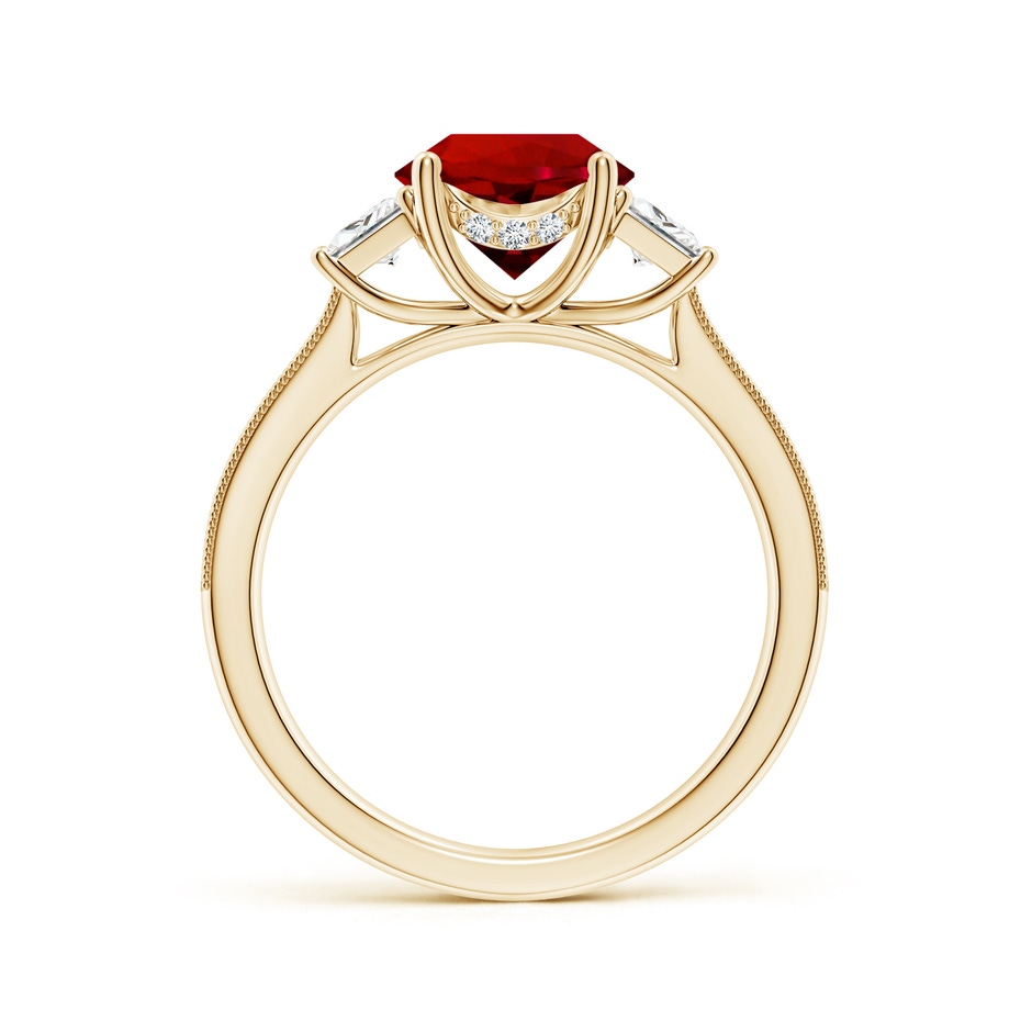 8mm Labgrown Round Lab-Grown Ruby and Trapezoid Diamond Hidden Halo Engagement Ring in Yellow Gold side 199