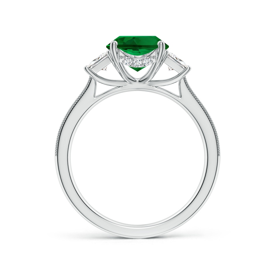 10x8mm Labgrown Oval Lab-Grown Emerald and Trapezoid Diamond Hidden Halo Engagement Ring in White Gold side 199