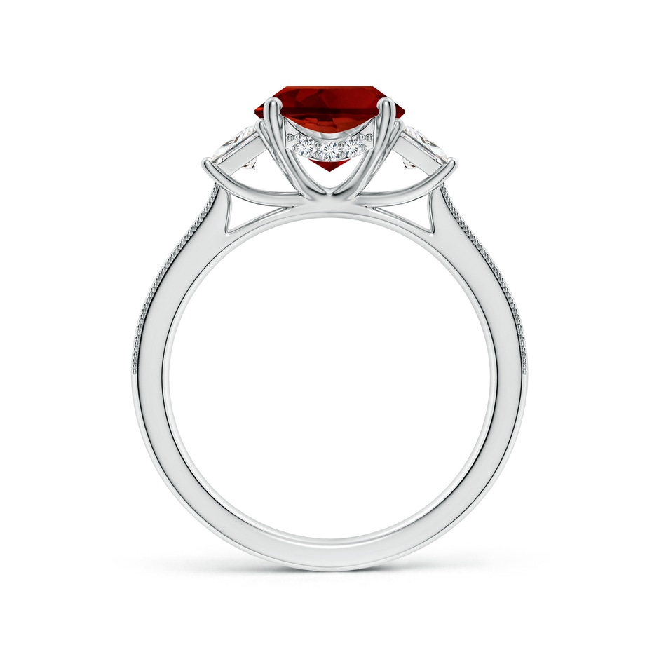 10x8mm Labgrown Oval Lab-Grown Ruby and Trapezoid Diamond Hidden Halo Engagement Ring in White Gold side 199