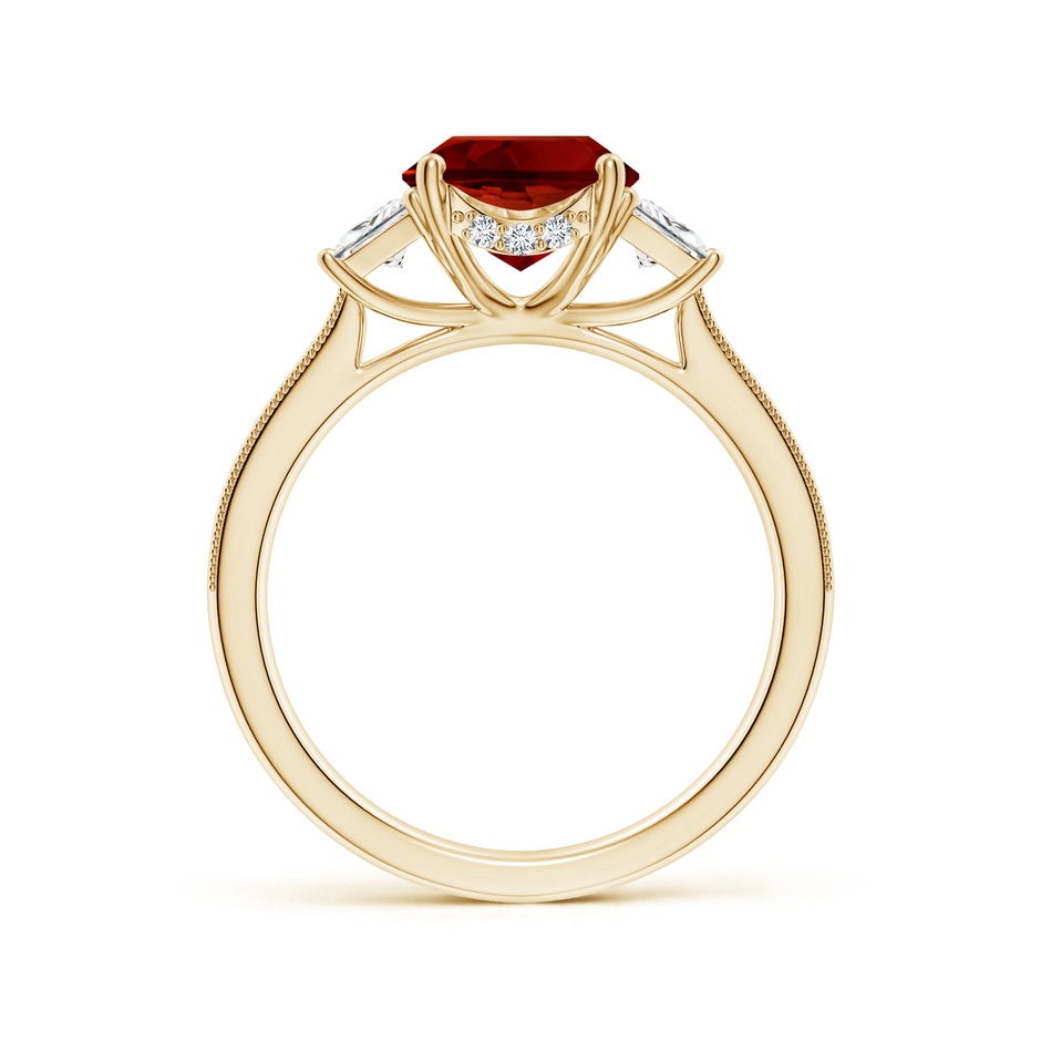 10x8mm Labgrown Oval Lab-Grown Ruby and Trapezoid Diamond Hidden Halo Engagement Ring in Yellow Gold side 199