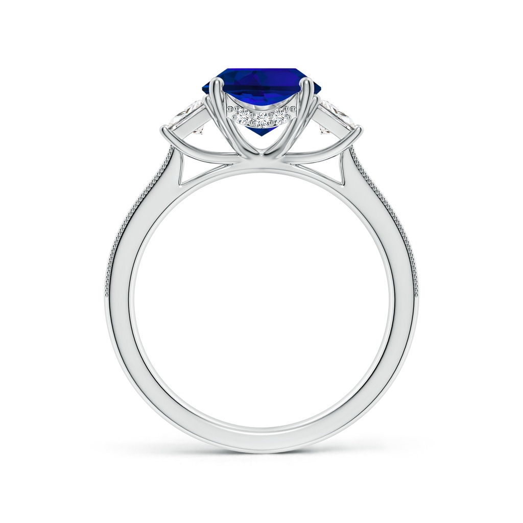 10x8mm Labgrown Oval Lab-Grown Blue Sapphire and Trapezoid Diamond Hidden Halo Engagement Ring in White Gold Side 199