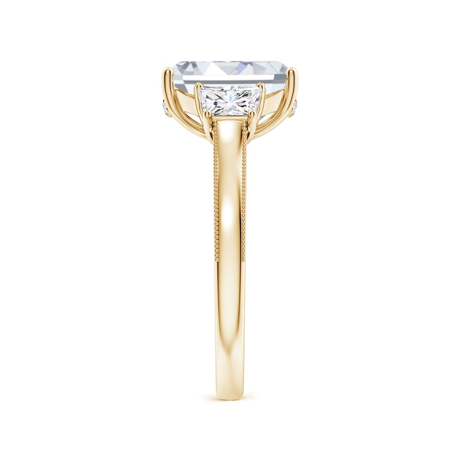10x7mm FGVS Emerald-Cut and Trapezoid Lab-Grown Diamond Hidden Halo Engagement Ring in Yellow Gold side 299