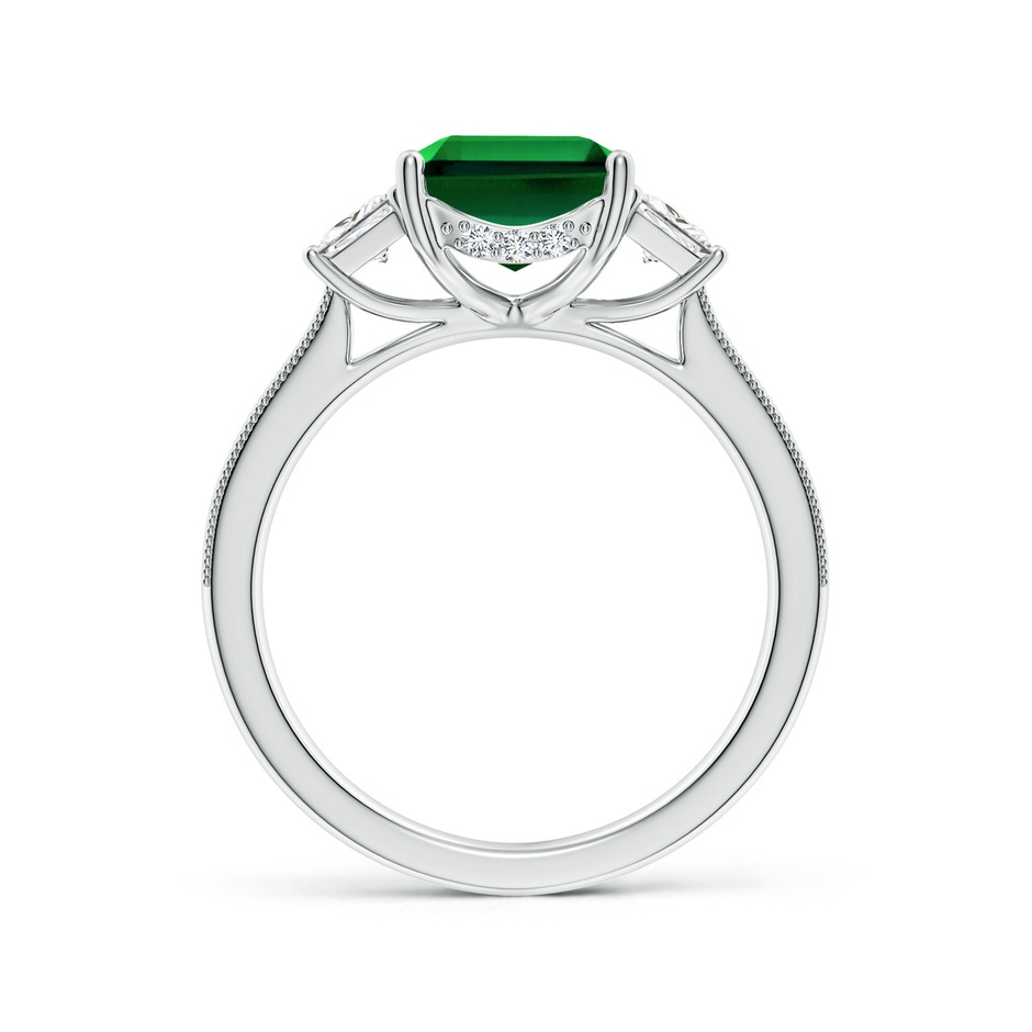 10x8mm Labgrown Emerald-Cut Lab-Grown Emerald and Trapezoid Diamond Hidden Halo Engagement Ring in White Gold side 199