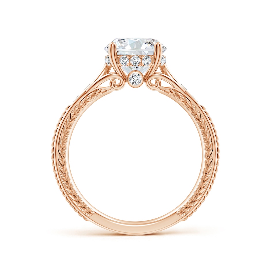 8.1mm FGVS Vintage Inspired Round Lab-Grown Diamond Hidden Halo Engagement Ring in Rose Gold side 199