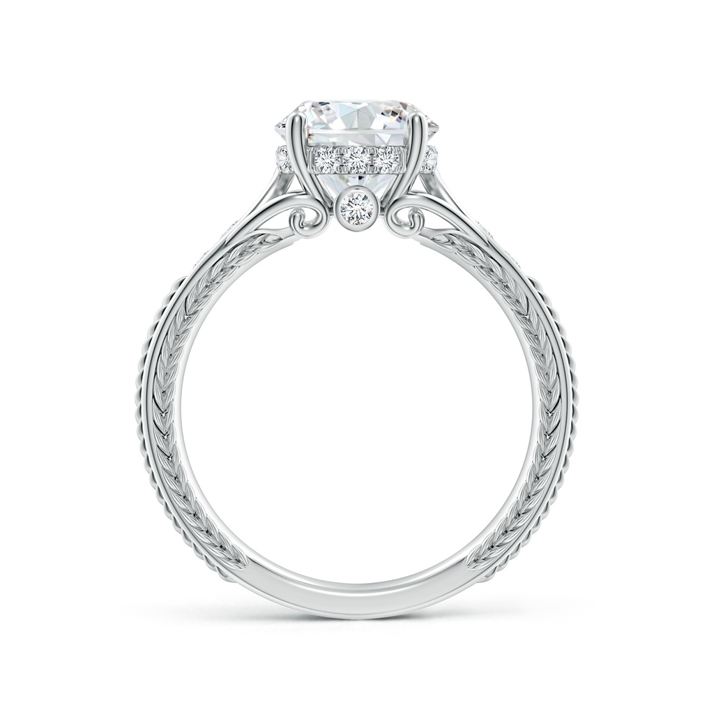 8.1mm FGVS Vintage Inspired Round Lab-Grown Diamond Hidden Halo Engagement Ring in White Gold - side 199