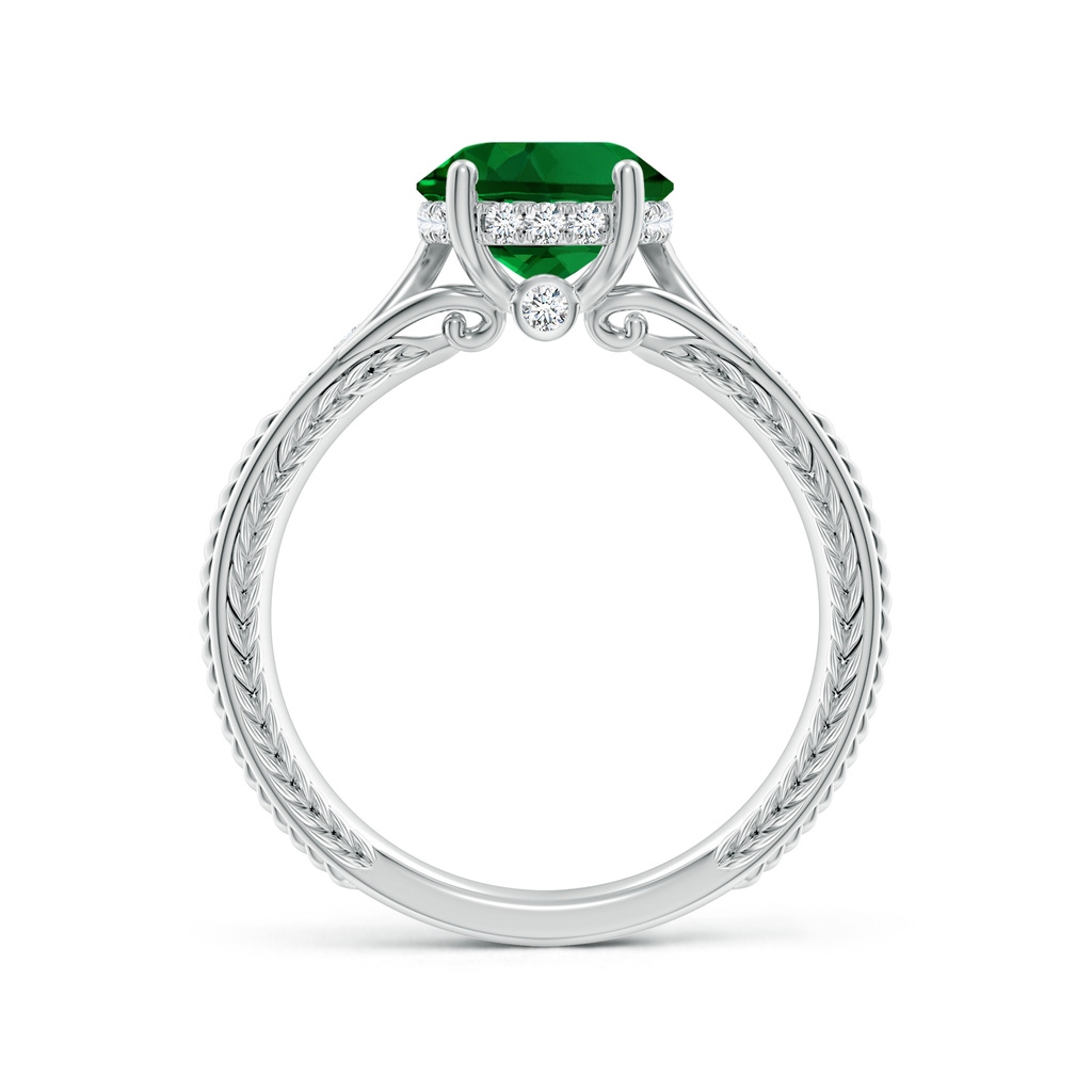 10x8mm Labgrown Vintage Inspired Oval Lab-Grown Emerald Hidden Halo Engagement Ring in White Gold Side 199