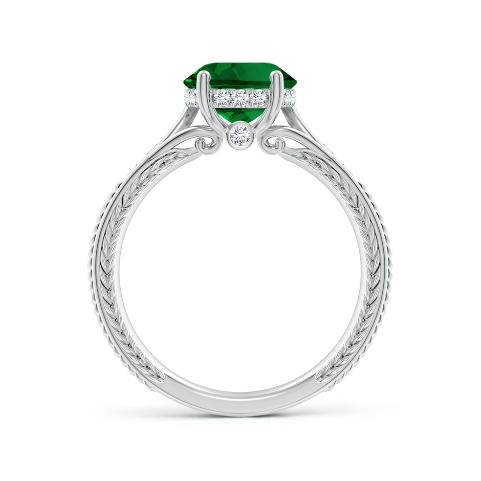 10x8mm Labgrown Vintage Inspired Oval Lab-Grown Emerald Hidden Halo Engagement Ring in White Gold side 199