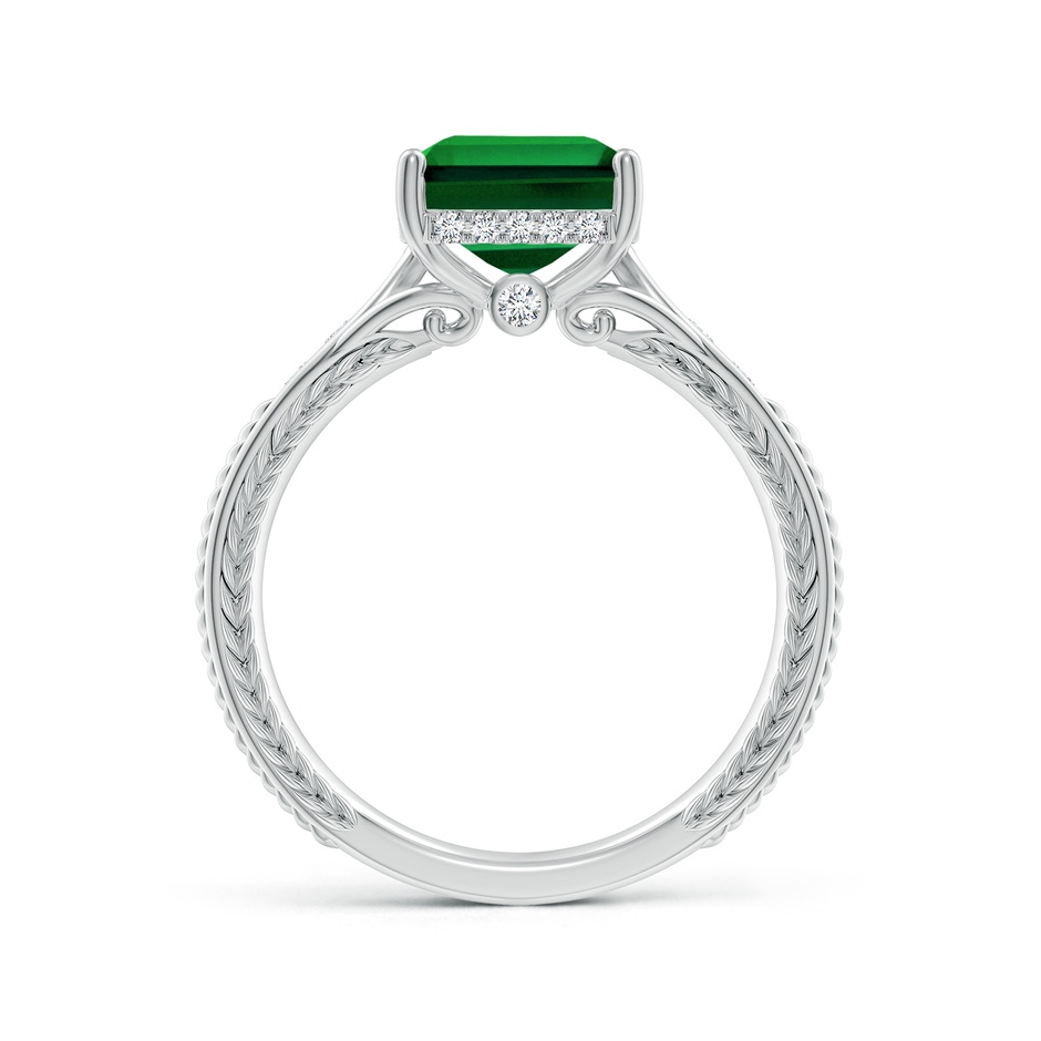 10x8mm Labgrown Vintage Inspired Emerald-Cut Lab-Grown Emerald Hidden Halo Engagement Ring in White Gold side 199