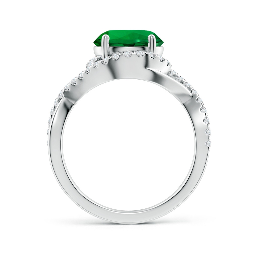 9mm Labgrown Round Lab-Grown Emerald Criss Cross Shank Engagement Ring with Accents in White Gold Side 199