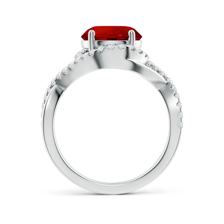 9mm Labgrown Round Lab-Grown Ruby Criss Cross Shank Engagement Ring with Accents in White Gold side 199