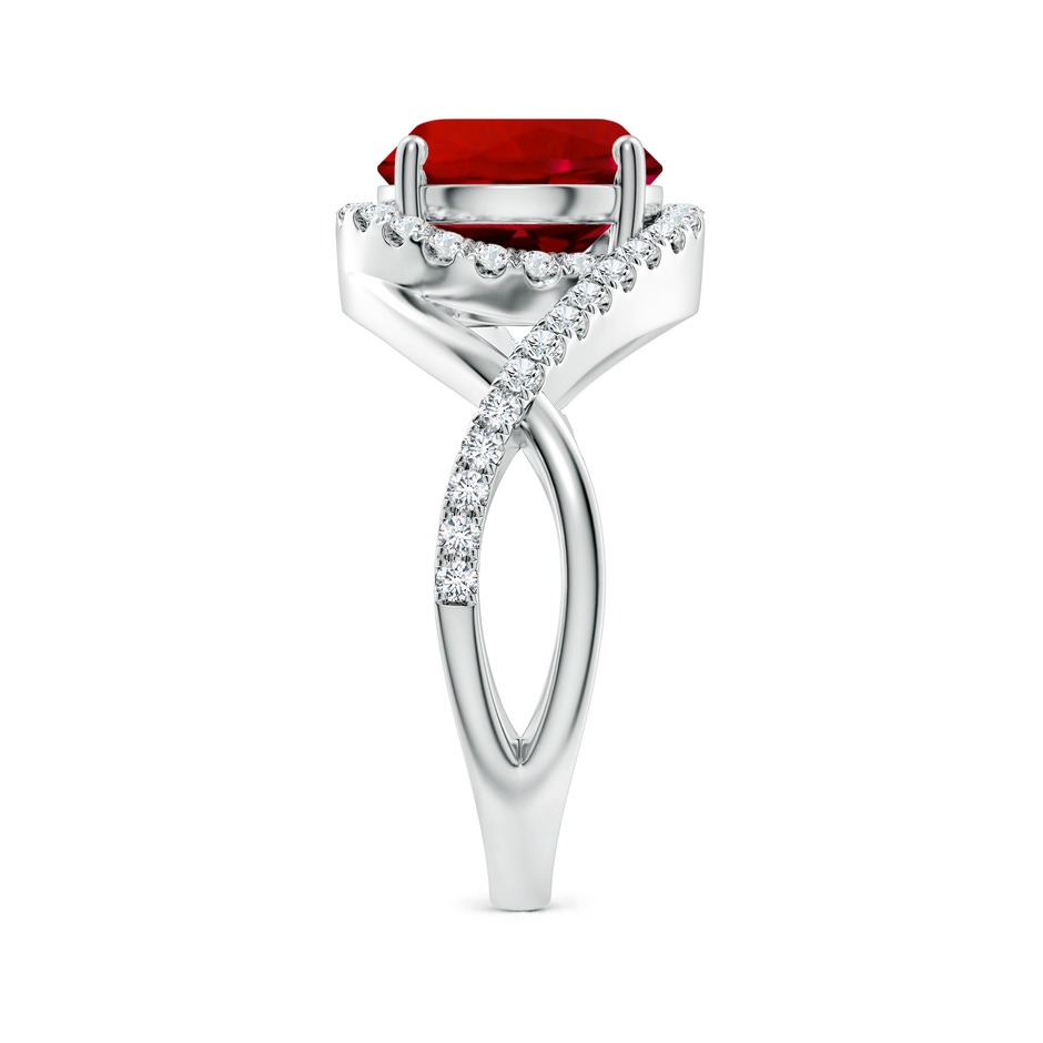 9mm Labgrown Round Lab-Grown Ruby Criss Cross Shank Engagement Ring with Accents in White Gold side 299