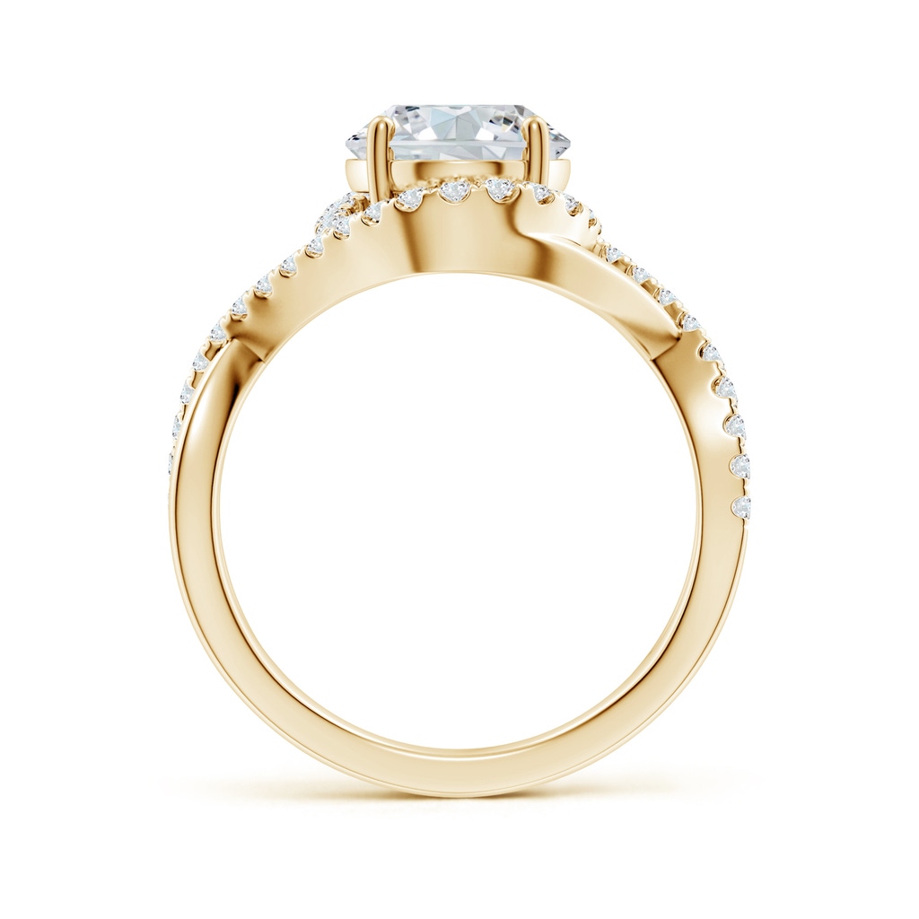 10x8mm FGVS Oval Lab-Grown Diamond Criss Cross Shank Engagement Ring with Accents in Yellow Gold - side 199