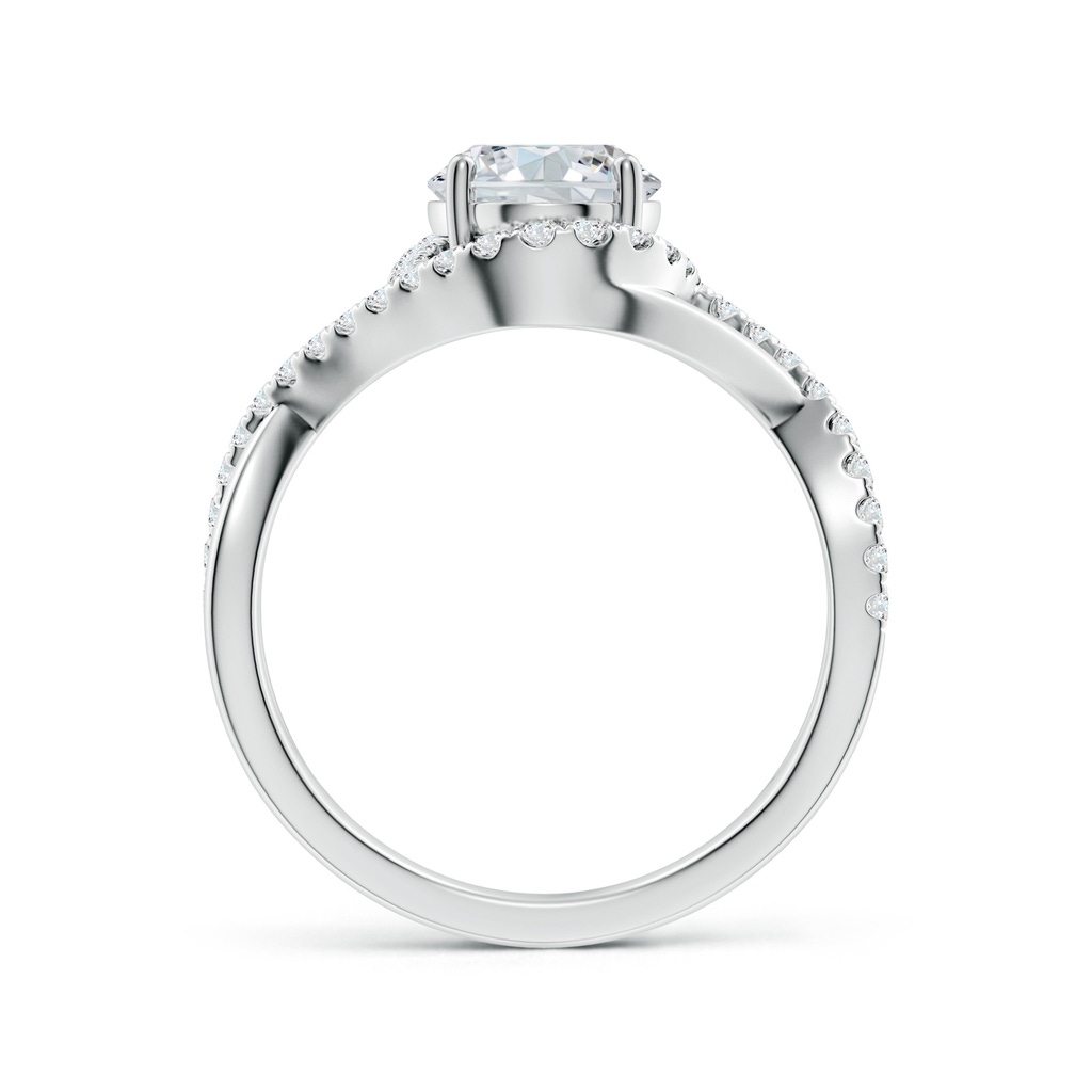 9x7mm FGVS Oval Lab-Grown Diamond Criss Cross Shank Engagement Ring with Accents in 18K White Gold - side 199