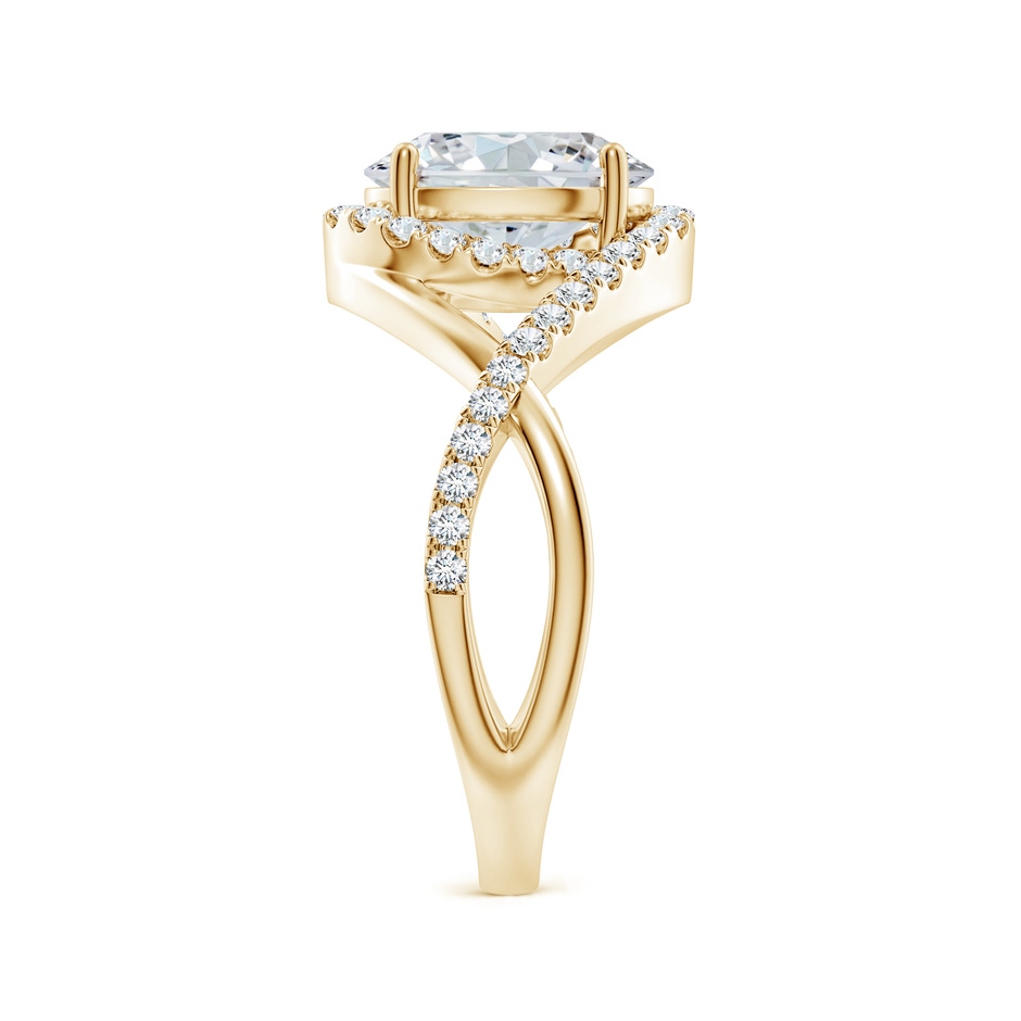 9x7mm FGVS Oval Lab-Grown Diamond Criss Cross Shank Engagement Ring with Accents in Yellow Gold side 299