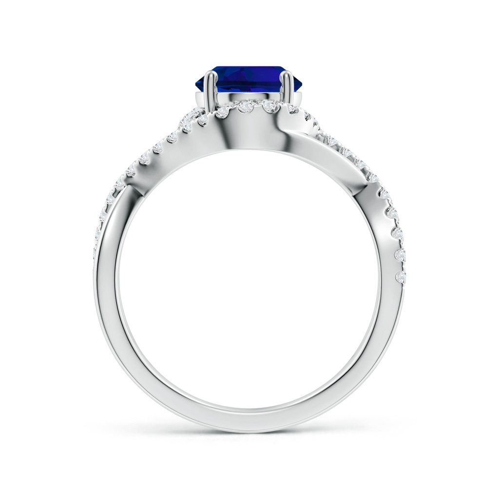 9x7mm Labgrown Oval Lab-Grown Blue Sapphire Criss Cross Shank Engagement Ring with Accents in White Gold Side 199