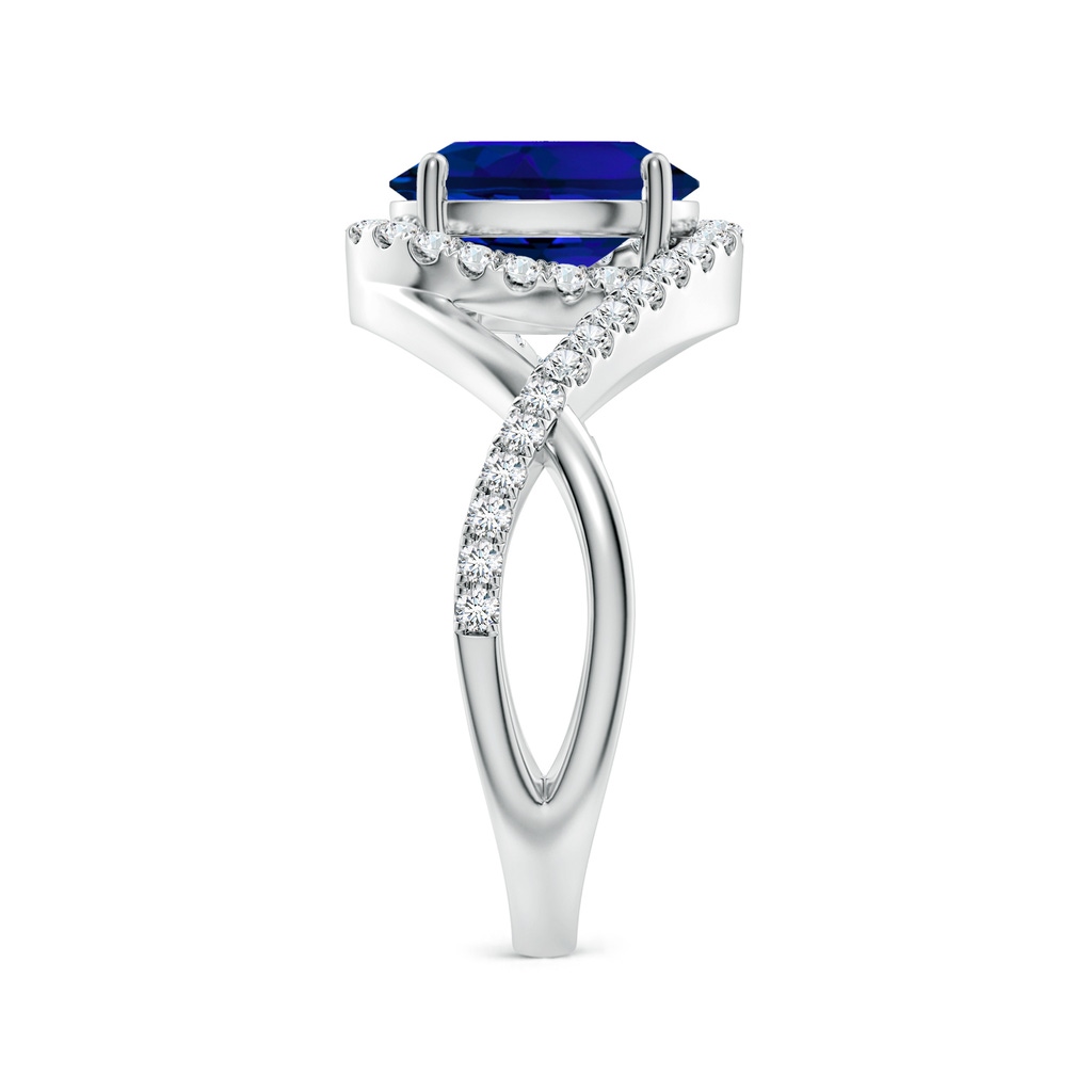 9x7mm Labgrown Oval Lab-Grown Blue Sapphire Criss Cross Shank Engagement Ring with Accents in White Gold Side 299