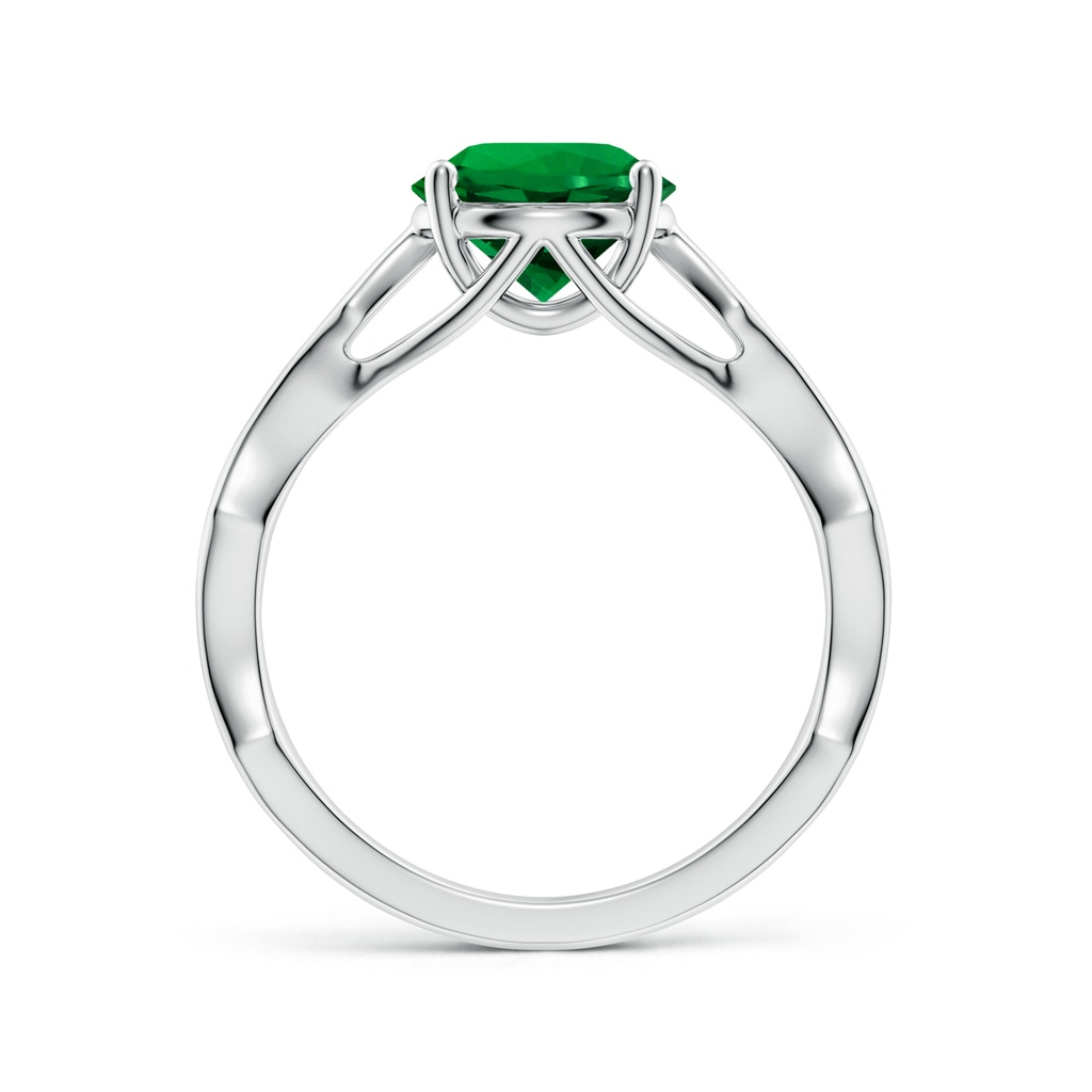 8mm Labgrown Round Lab-Grown Emerald Wavy Shank Engagement Ring with Accents in White Gold Side 199