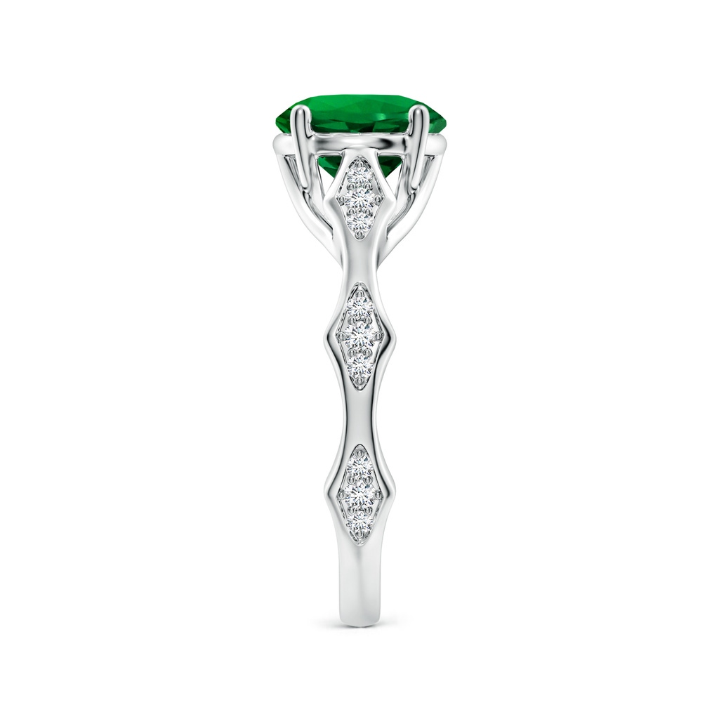 8mm Labgrown Round Lab-Grown Emerald Wavy Shank Engagement Ring with Accents in White Gold Side 299
