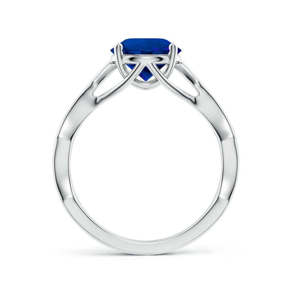 8mm Labgrown Round Lab-Grown Blue Sapphire Wavy Shank Engagement Ring with Accents in White Gold Side 199