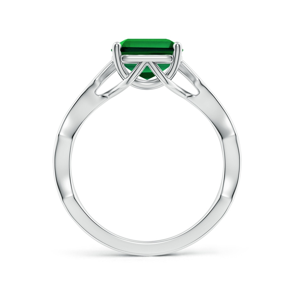 10x8mm Labgrown Emerald-Cut Lab-Grown Emerald Wavy Shank Engagement Ring with Accents in White Gold side 199