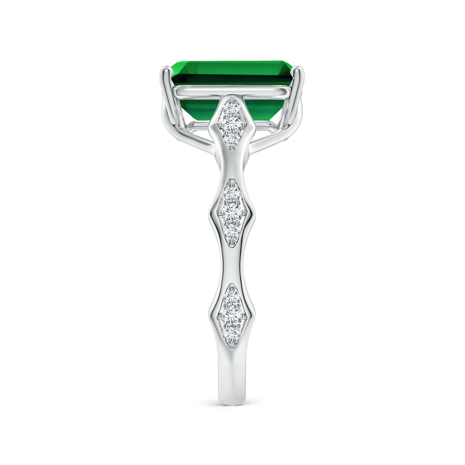 10x8mm Labgrown Emerald-Cut Lab-Grown Emerald Wavy Shank Engagement Ring with Accents in White Gold side 299