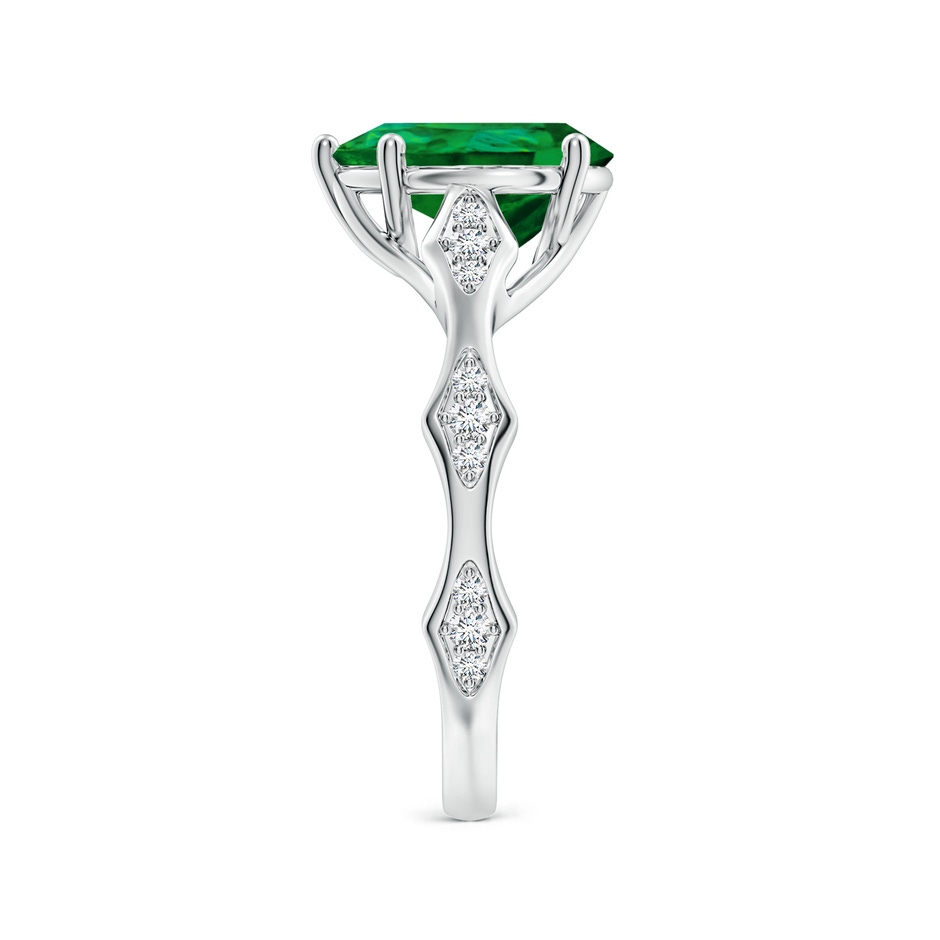 10x8mm Labgrown Inverted Pear Lab-Grown Emerald Wavy Shank Engagement Ring with Accents in White Gold side 299