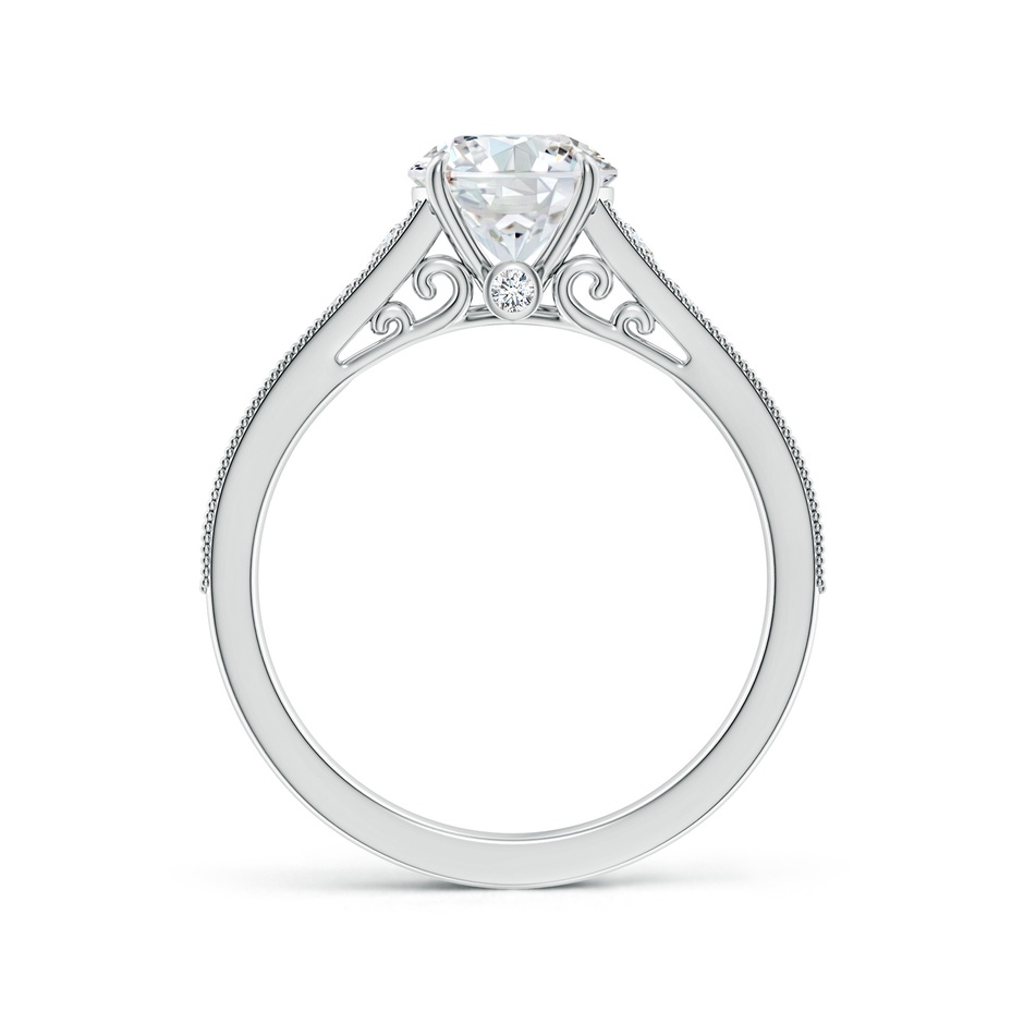 7mm FGVS Vintage Inspired Round Lab-Grown Diamond Engagement Ring with Milgrain in White Gold side 199