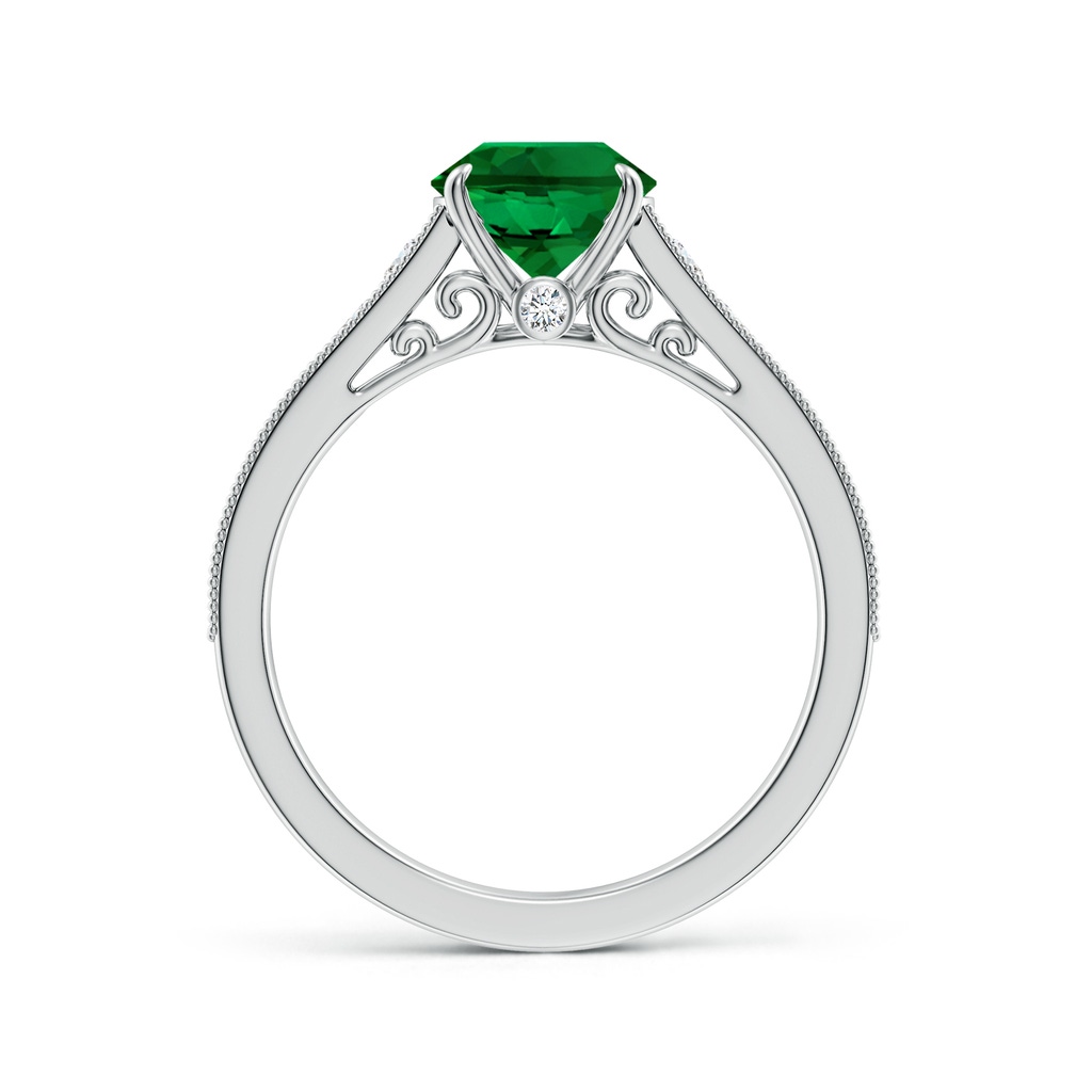 9x7mm Labgrown Vintage Inspired Oval Lab-Grown Emerald Engagement Ring with Milgrain in White Gold Side 199