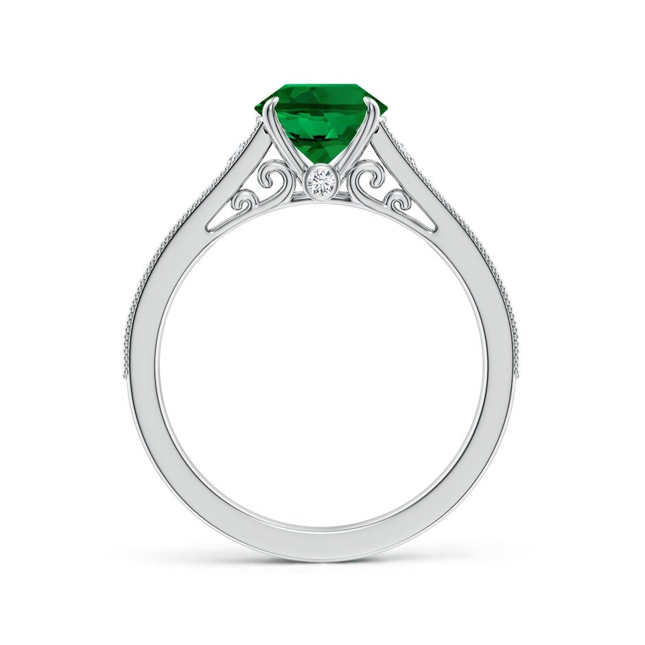 9x7mm Labgrown Vintage Inspired Oval Lab-Grown Emerald Engagement Ring with Milgrain in White Gold side 199