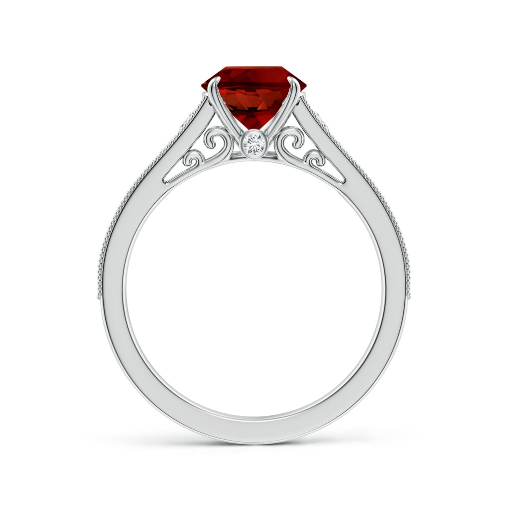 9x7mm Labgrown Vintage Inspired Oval Lab-Grown Ruby Engagement Ring with Milgrain in White Gold Side 199