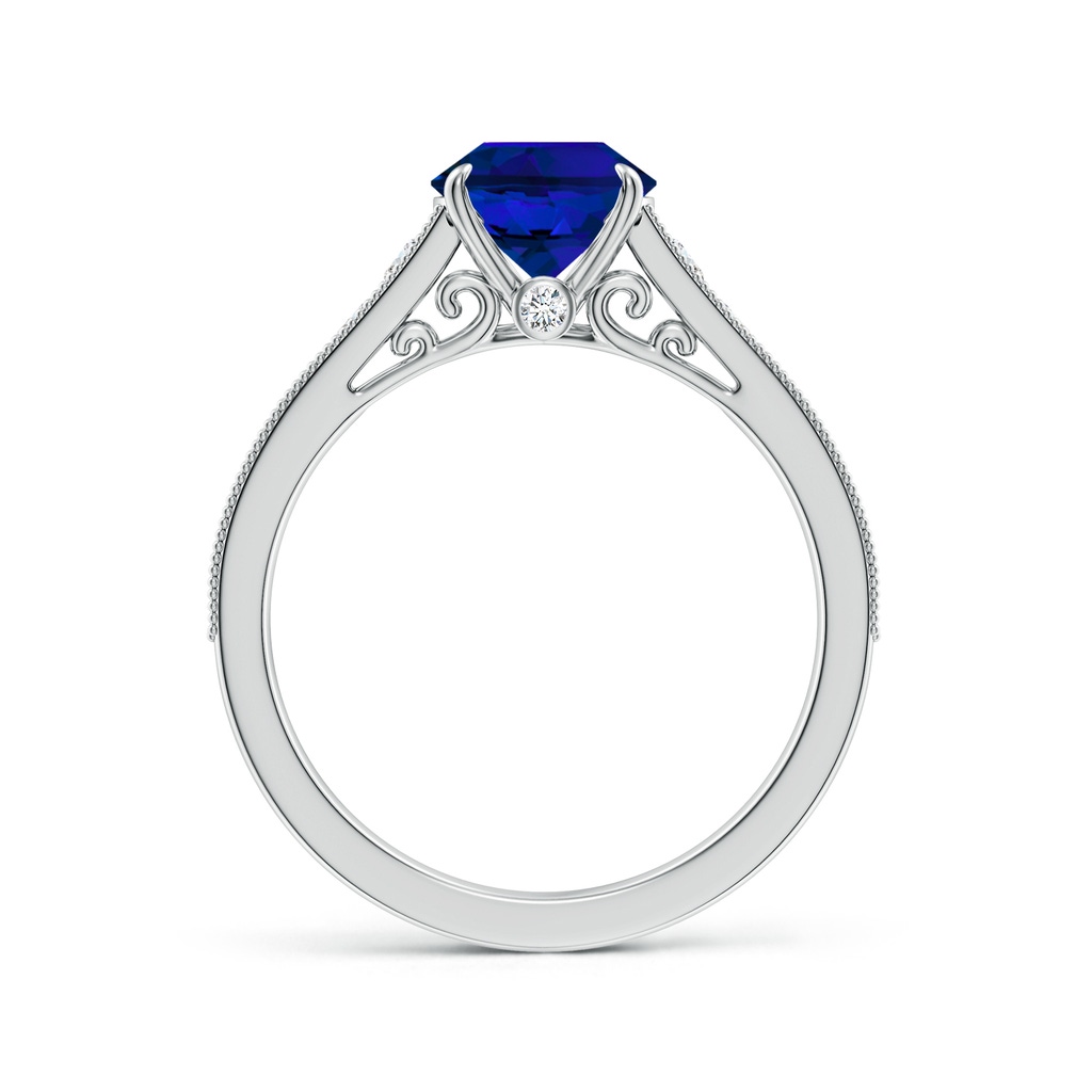 9x7mm Labgrown Vintage Inspired Oval Lab-Grown Blue Sapphire Engagement Ring with Milgrain in White Gold Side 199