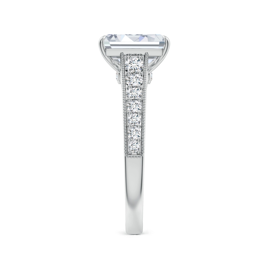 9x7mm FGVS Vintage Inspired Emerald-Cut Lab-Grown Diamond Engagement Ring with Milgrain in 18K White Gold side 299