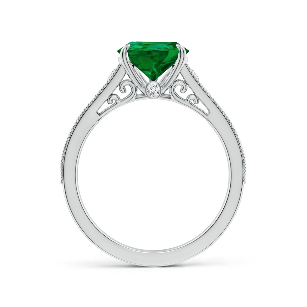 10x8mm Labgrown Vintage Inspired Pear-Shaped Lab-Grown Emerald Engagement Ring with Milgrain in White Gold Side 199